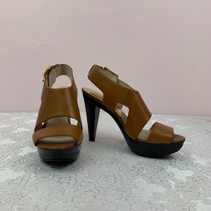 Michael Kors Carla Brown Leather Platform Heels